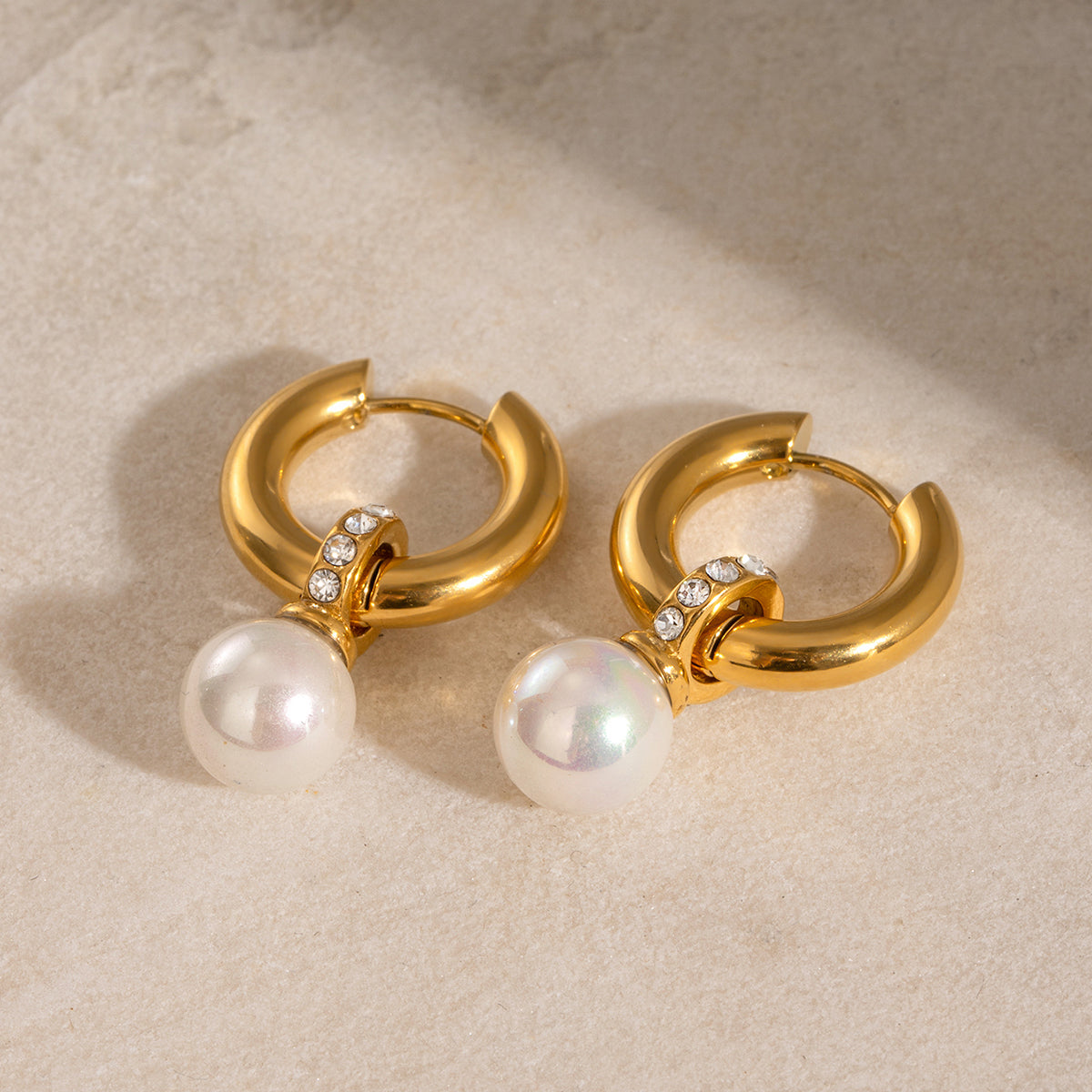 Lucia Pearl Hoop Earrings