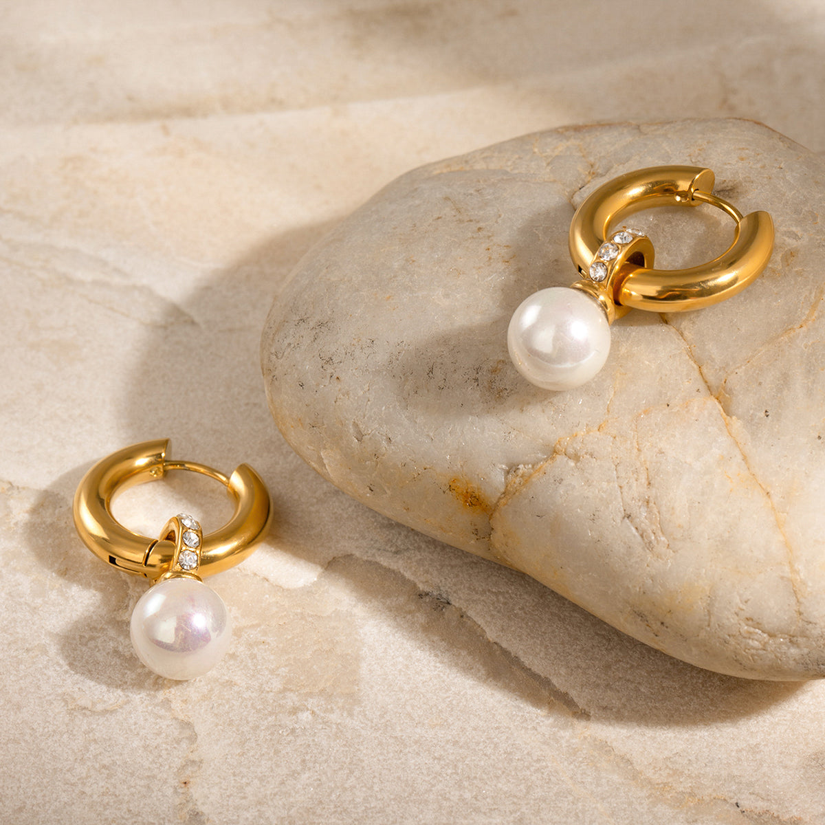 Lucia Pearl Hoop Earrings