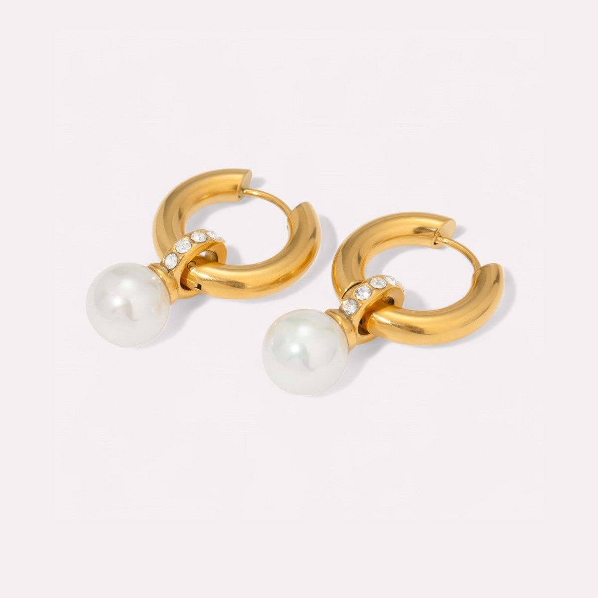 Lucia Pearl Hoop Earrings